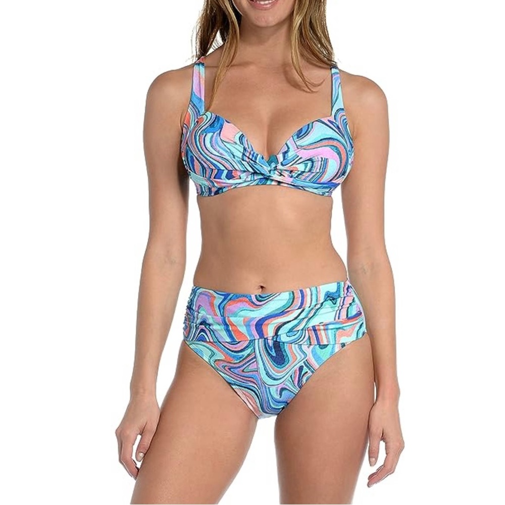 La Blanca Crystal Cove Twist Front Push-up Crossback Bikini Set